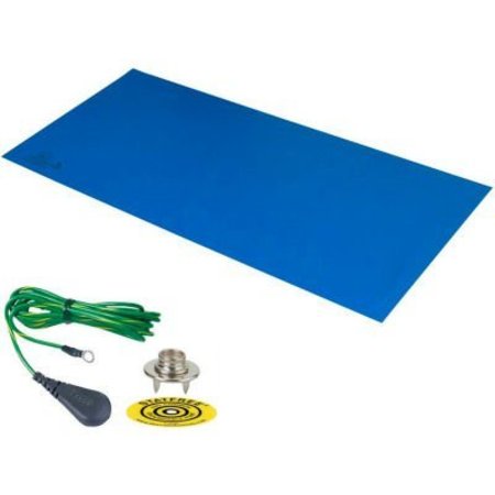 DESCO INDUSTRIES INC Desco Trustat B80 16311 Vinyl Mat with Ground 24"D x 48"W - Blue 16311